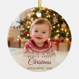 Vollbild-Cream-Babys erstes Weihnachten Keramik Ornament