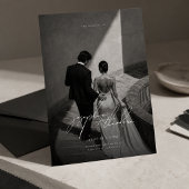 Vollbild Schwarz-Weiß-Script Hochzeit Einladung
