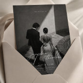 Vollbild Schwarz-Weiß-Script Hochzeit Einladung