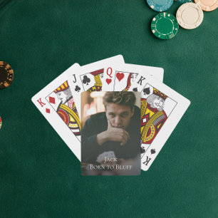 Vollbild und Text - Born to Bluff Spielkarten