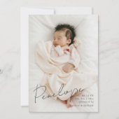 Vollblute, moderne kalligraphische Babyname Ankündigung (Vorderseite)