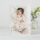 Vollblute, moderne kalligraphische Babyname Ankündigung (Stehend Vorderseite)