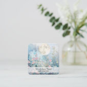 *~* Vollblütenmond Blush Blume QR AP70 Quadratische Visitenkarte (Stehend Vorderseite)