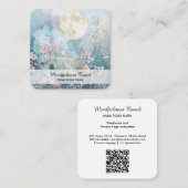 *~* Vollblütenmond Blush Blume QR AP70 Quadratische Visitenkarte (Vorne/Hinten)