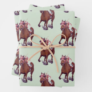 Vollblutpferd gewinnt das Rennen Geschenkpapier Set