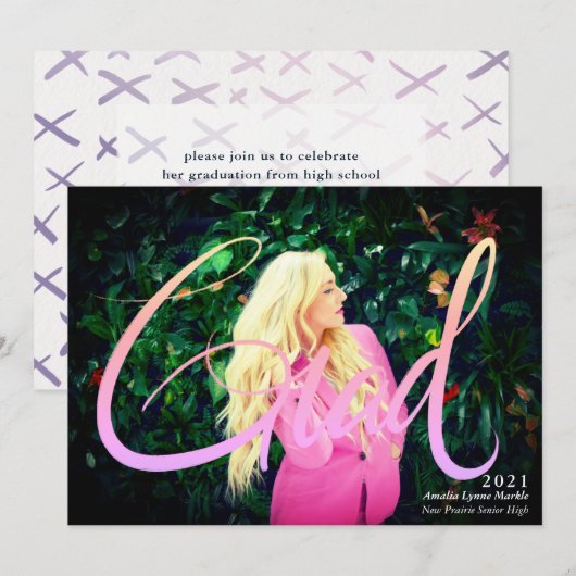 Vollbluttes Foto Neon 2 Grad Overlay Einladung (Vorne/Hinten)