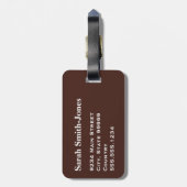 Vollbraun mit weißem Text Gepäckanhänger (Rückseite vertikal)
