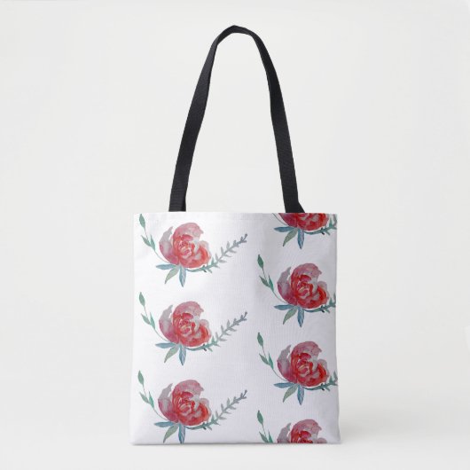Volldrucktasche mit rosa Rose Tasche (Vorderseite)