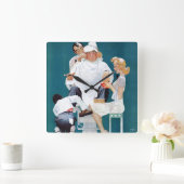 Volle Behandlung Quadratische Wanduhr (Zuhause)