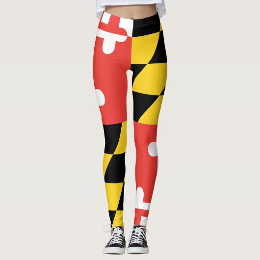 Volle Bein-Maryland-Flaggen-Leggings-Yoga-Hosen Leggings (Vorderseite)