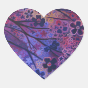 Volle Blüte, Kirschblüten-Baumkunstprodukte Herz-Aufkleber