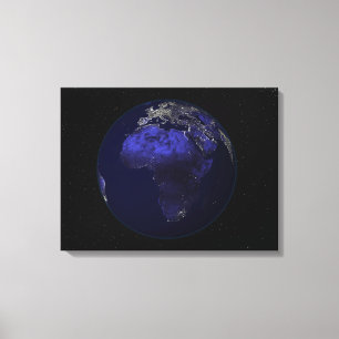 Volle Erde nachts Afrika und Europa zeigend Leinwanddruck