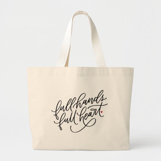 volle Hände Vollherzhandschrift Jumbo Stoffbeutel (Vorne)