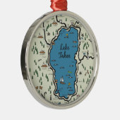 Volle Lake- Tahoebereichs-Karte Ornament Aus Metall (Rechts)