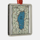 Volle Lake- Tahoebereichs-Karte Silbernes Ornament (Rechts)