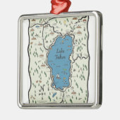 Volle Lake- Tahoebereichs-Karte Silbernes Ornament (Links)