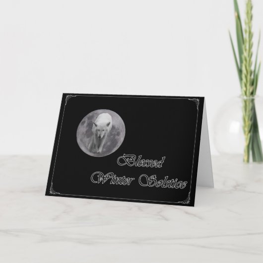 Volle Moon Wolf Weihnachten Card (Vorderseite)