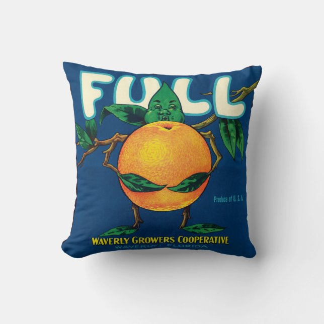 Volle orange Waverly Florida Vintage Kissen (Vorderseite)