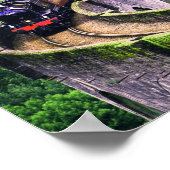 Voller Dampf für den Lokomotive-Zug auf der Brücke Poster (Ecke)