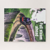 Voller Dampf für den Lokomotive-Zug auf der Brücke Puzzle (Horizontal)