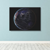 Voller Erde, die die Lichter Asiens in der Nacht z Leinwanddruck (Insitu (Holzboden))