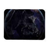 Voller Erde, die die Lichter Asiens in der Nacht z Magnet (Horizontal)