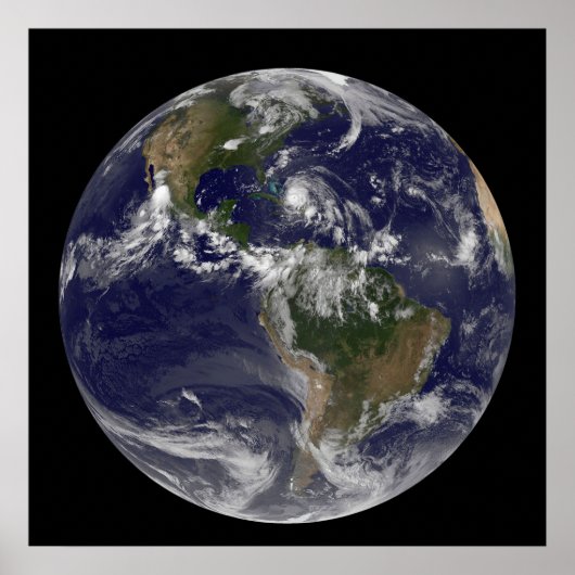 Voller Erde mit Hurrikan Irene über den Bahamas. Poster (Vorne)