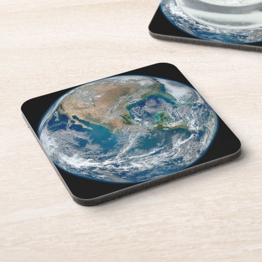 Voller Erde mit Nordamerika und Mexiko. Getränkeuntersetzer (Linke Seite)