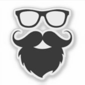 Voller Ground Funny Beard Man Aufkleber (Vorderseite)