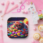 Voller Halloween-Hintergrund mit Skeletten Pappteller (Party)