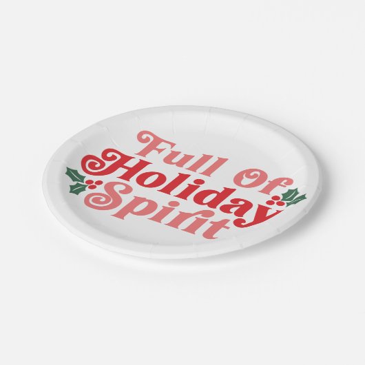 Voller Holiday Spirit - festliche Typografie Pappteller (Schrägansicht)