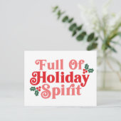 Voller Holiday Spirit - festliche Typografie Postkarte (Stehend Vorderseite)