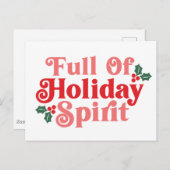 Voller Holiday Spirit - festliche Typografie Postkarte (Vorne/Hinten)