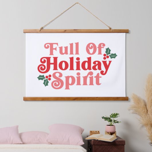 Voller Holiday Spirit - festliche Typografie Wandteppich Mit Holzrahmen (Schlafzimmer)