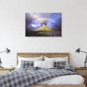 Voller Regenbogen und stürmischer Himmel über Grin Leinwanddruck (Insitu (Schlafzimmer))