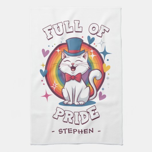 Voller Stolz | LGBTQ Cat Pride Geschirrtuch (Vertikal)