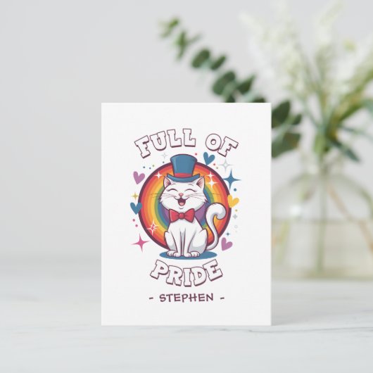 Voller Stolz | LGBTQ Cat Pride Postkarte (Stehend Vorderseite)