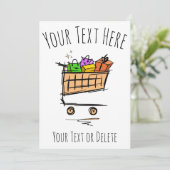 Voller Warenkorb/Wagenwagen/Winterverkauf. Werbeak Einladung (Stehend Vorderseite)