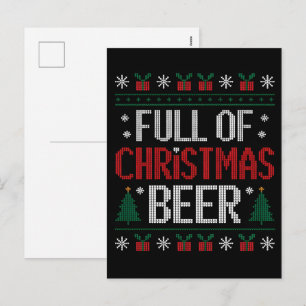Voller Weihnachtsbier Und Weihnachtsfreude Hässlic Feiertagspostkarte