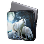 Voller Wolf-Mond Laptopschutzhülle (Vorderseite Links)