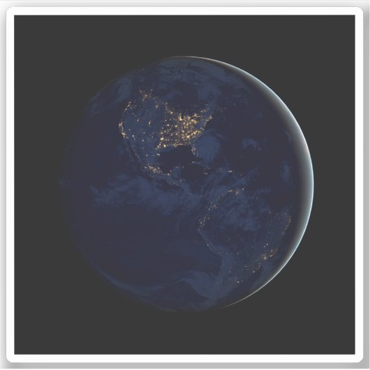 Vollerde bei Nacht mit Stadtlampen in Amerika Aufkleber (Vorderseite)