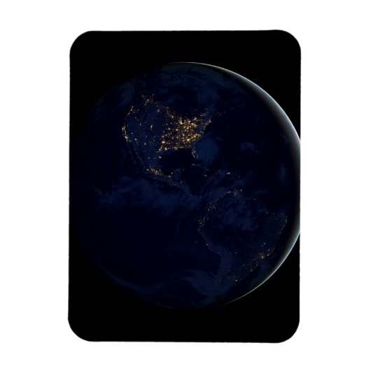 Vollerde bei Nacht mit Stadtlampen in Amerika Magnet (Vertikal)