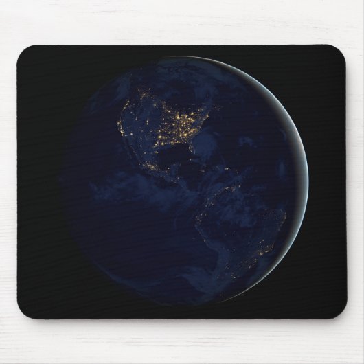 Vollerde bei Nacht mit Stadtlampen in Amerika Mousepad (Vorne)