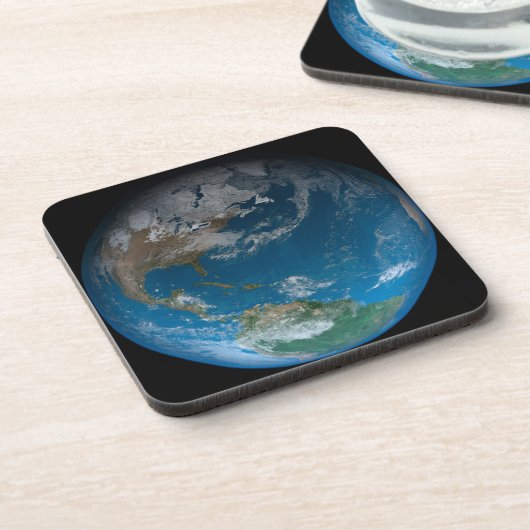 Vollerde mit Nord- und Südamerika. Getränkeuntersetzer (Linke Seite)