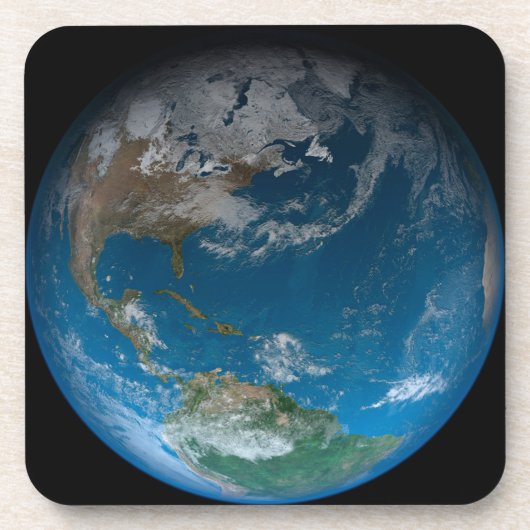 Vollerde mit Nord- und Südamerika. Getränkeuntersetzer (Vorderseite)
