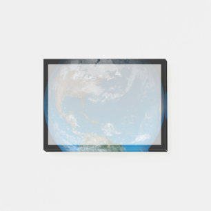 Vollerde mit Nord- und Südamerika. Post-it Klebezettel