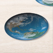 Vollerde mit Nord- und Südamerika. Runder Pappuntersetzer (Angewinkelt)
