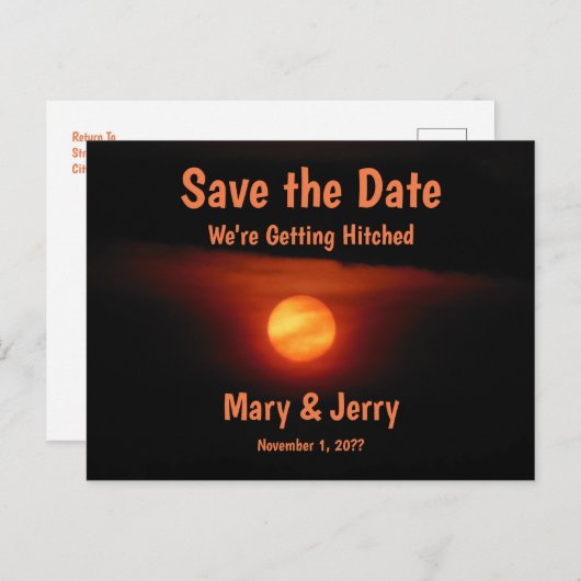 Vollernte Moon Save the Date Ankündigungspostkarte (Vorne/Hinten)