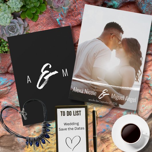 Volles Foto Minimalistische bemalte Hochzeit Save The Date