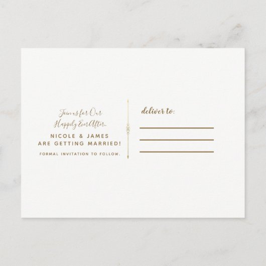 Volles Foto - rustikale Moderne Save the Date Ankündigungspostkarte (Rückseite)